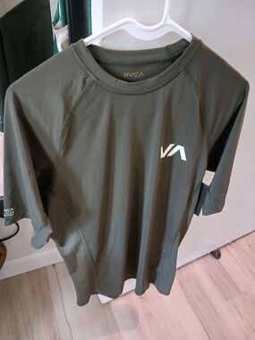 RVCA Olive Green Logo Athletic Tee